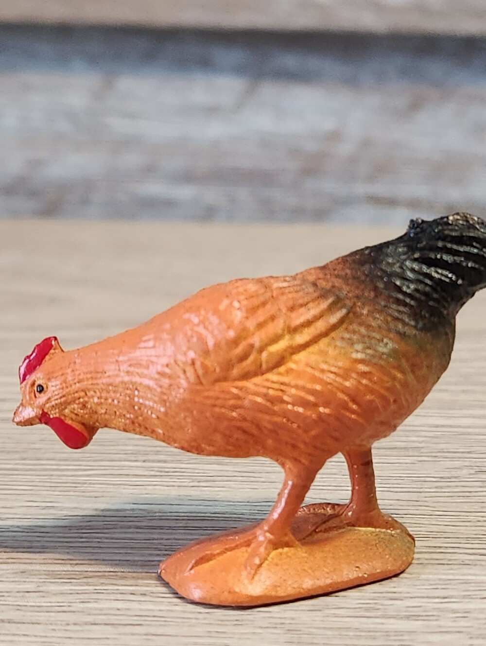 Chicken hen Miniature Orange and Black Plastic Miniature